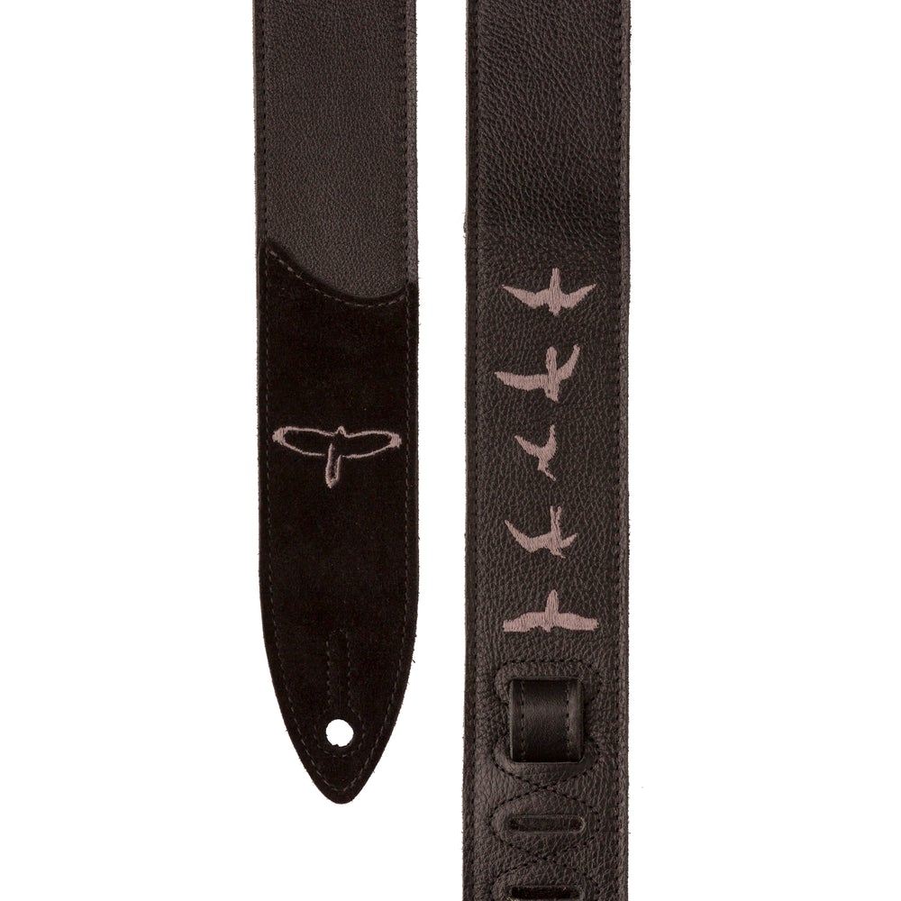 Paul Reed Smith 2" PRS OEM Premium Black Leather Strap Birds Embroidery