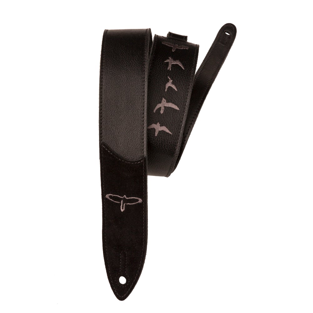 Paul Reed Smith 2" PRS OEM Premium Black Leather Strap Birds Embroidery