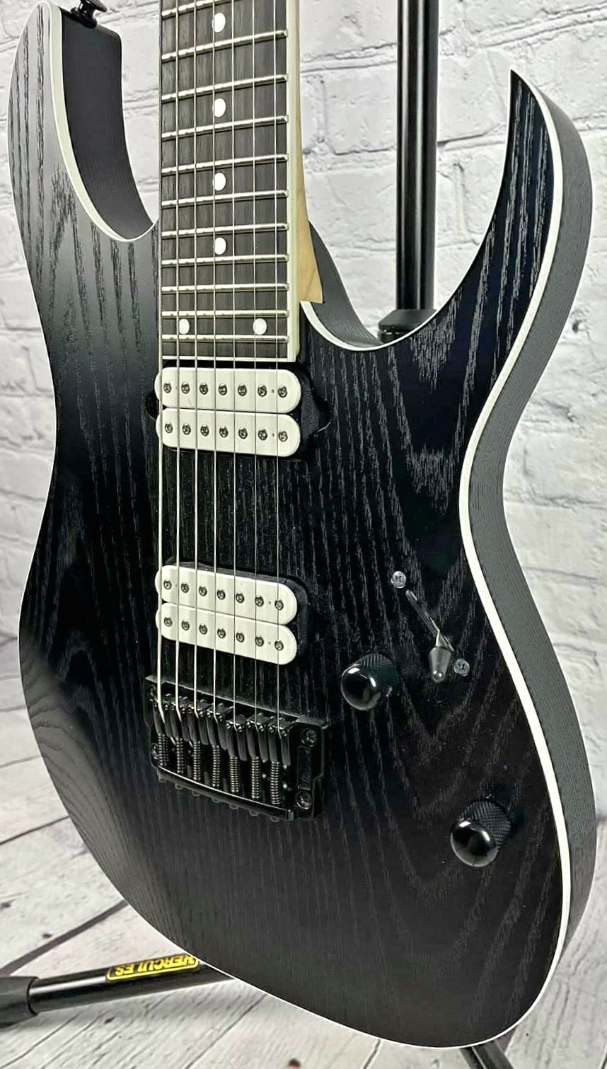 USED Ibanez Prestige RGR752AHBF WK Weathered Black Dimarzio 7 String Electric Guitar