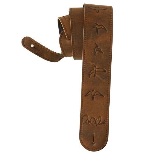 Paul Reed Smith PRS 2.5" Premium Embossed Distressed Brown Leather Guitar Strap