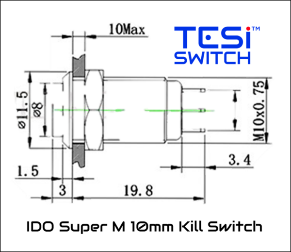 FU-Tone TESI IDO Super M 10MM Metal Momentary Push Button Guitar Kill Switch
