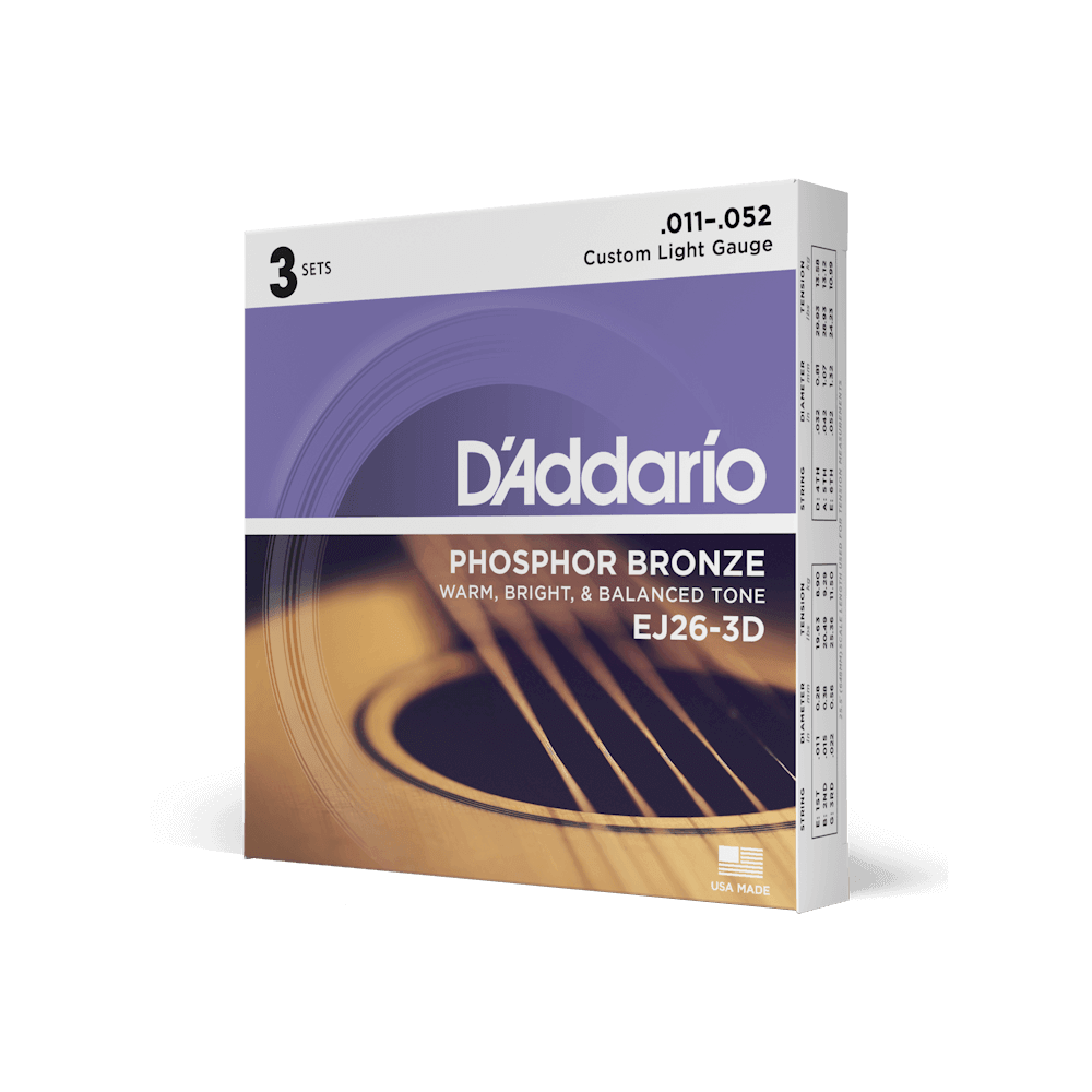 D'Addario 3 Pack Acoustic Guitar Strings - Guitar Brando